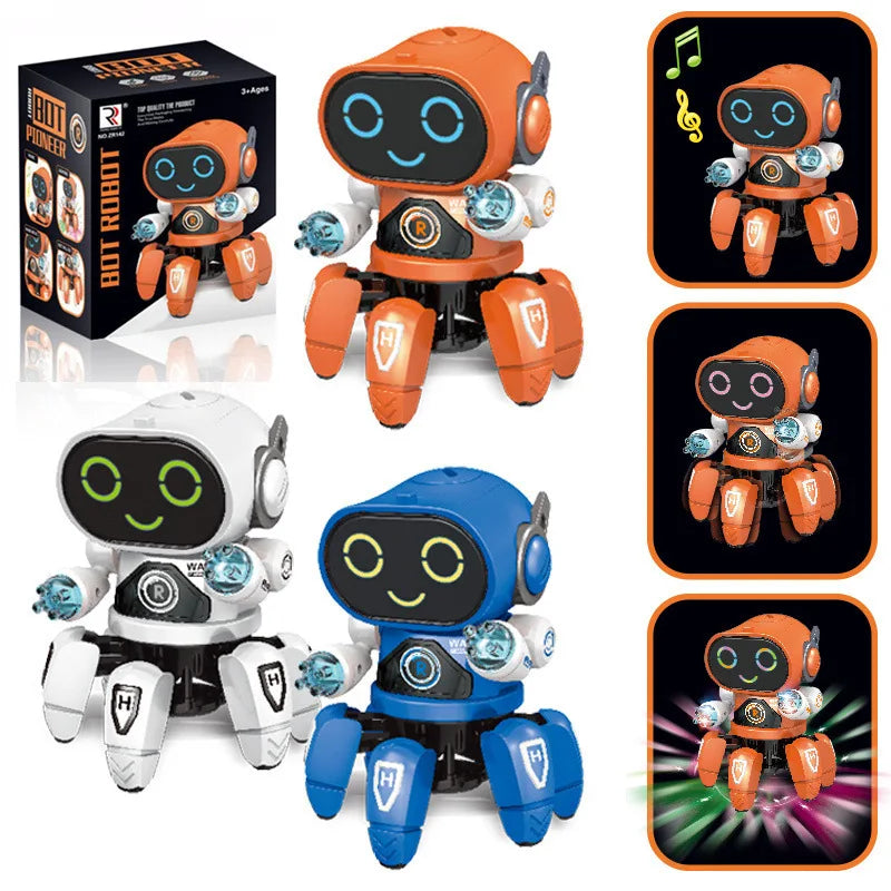 Robot de música de baile para niños y niñas, juguete educativo de 6 garras, pulpo, Araña,