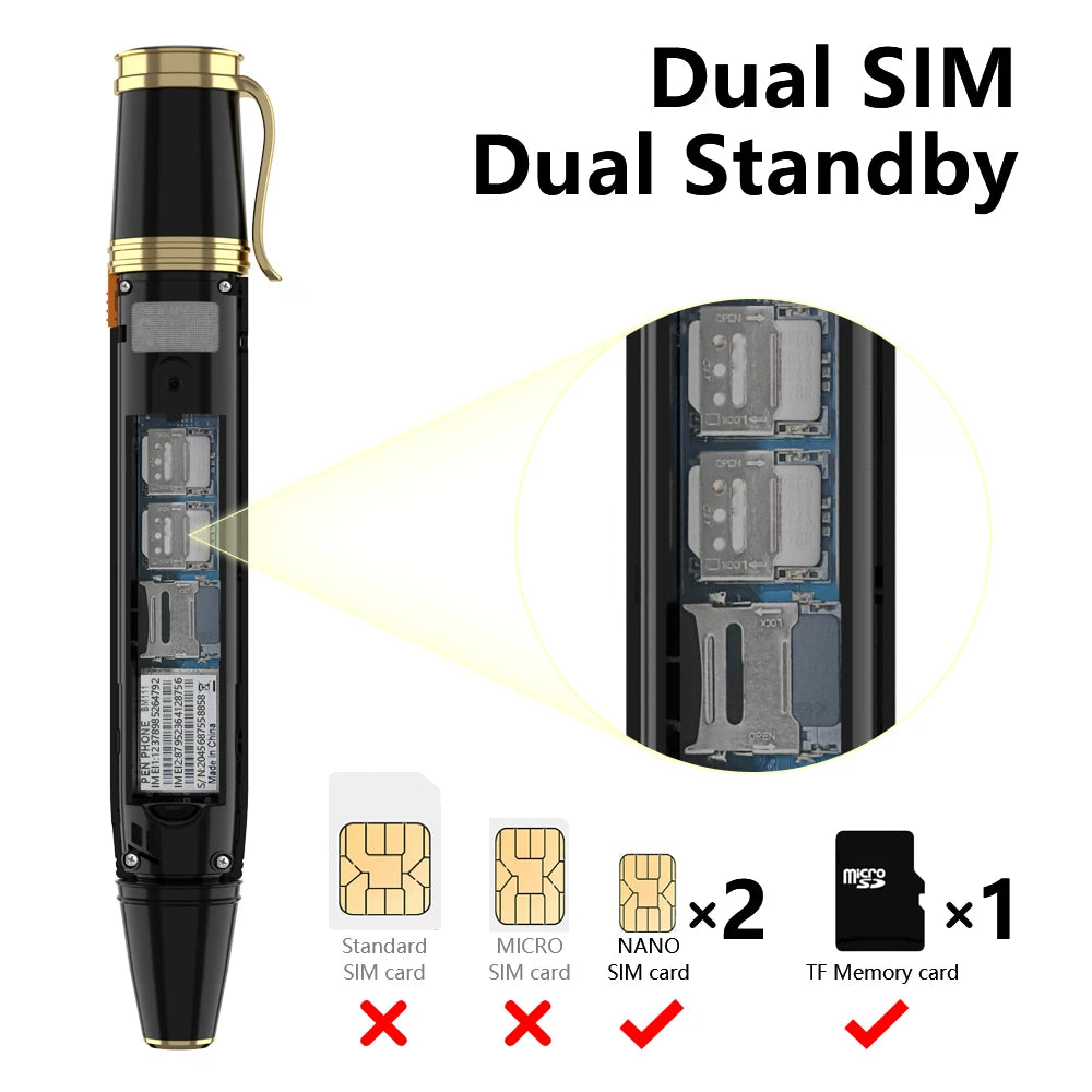 SERVO BM111 Pen Phone Portable Fan 3-in-1 Mobile Phone Dual SIM Bluetooth Dial Recorder Magic Voice Pen Style Telephone Original